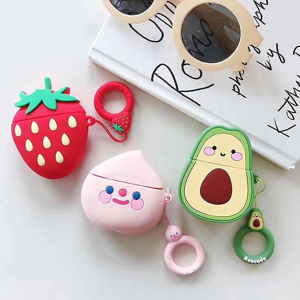 Portable Cute Cartoon 3d Fruit Series Avocado Clamshell-type Earphone Sleeve For 1/2 Generation Rechargeable Earphone  1