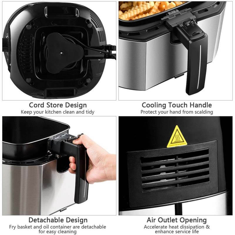 1300W 3.5QT Electric Stainless Steel Air Fryer