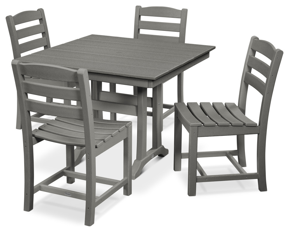 POLYWOOD La Casa Cafe 5 Piece Farmhouse Side Chair Dining Set   Transitional   Outdoor Dining Sets   by POLYWOOD  Houzz