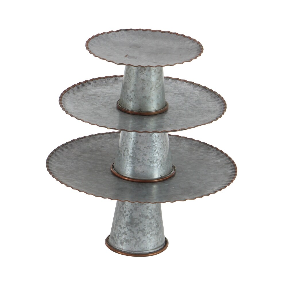 Gray Metal Galvanized Cake Stand (Set of 3)   S/3 9\