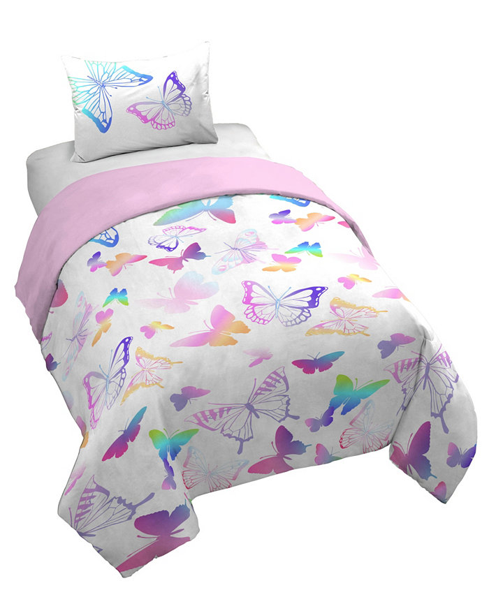 Saturday Park Ombre Butterflies 100% Organic Cotton Twin Duvet Cover and Sham Set