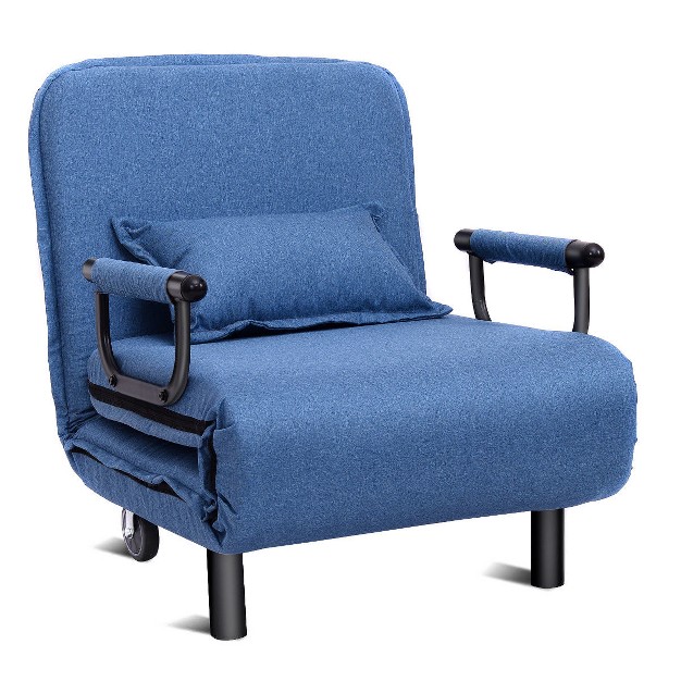 Folding Sofa Bed Sleeper Convertible Armchair Leisure Chaise Lounge Couch Blue