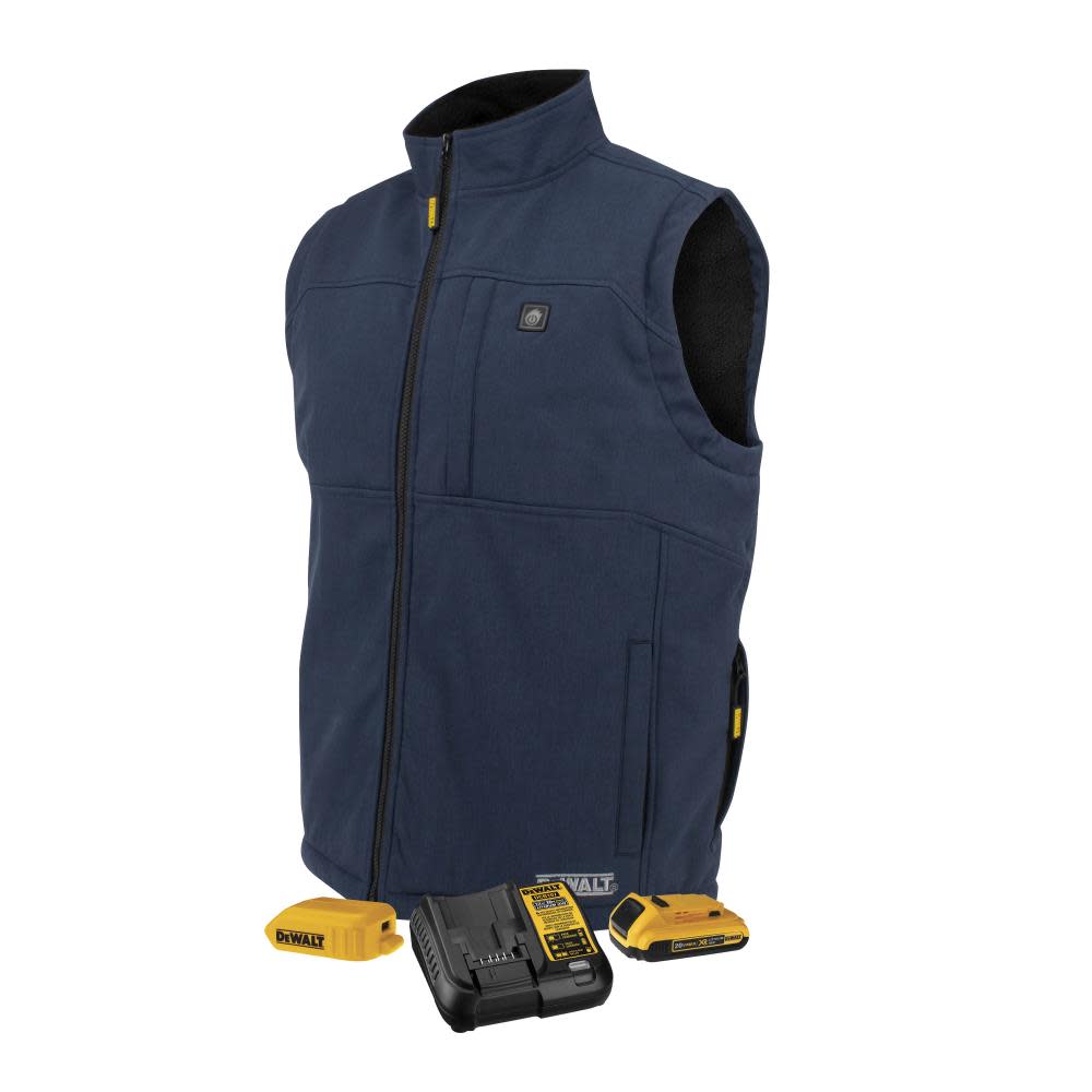 DEWALT Mens Heated Soft Shell Vest with Sherpa Lining Navy XL ;