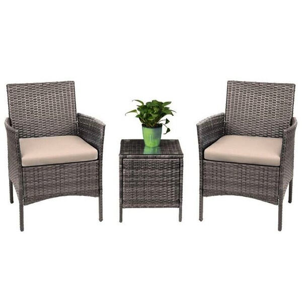 Pyramid Home Decor Rattan 3piece Patio Bistro Set