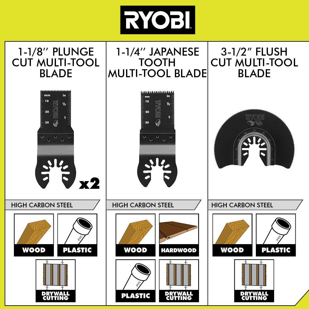 RYOBI 4-Piece Wood Oscillating Multi-Tool Blade Set A24401