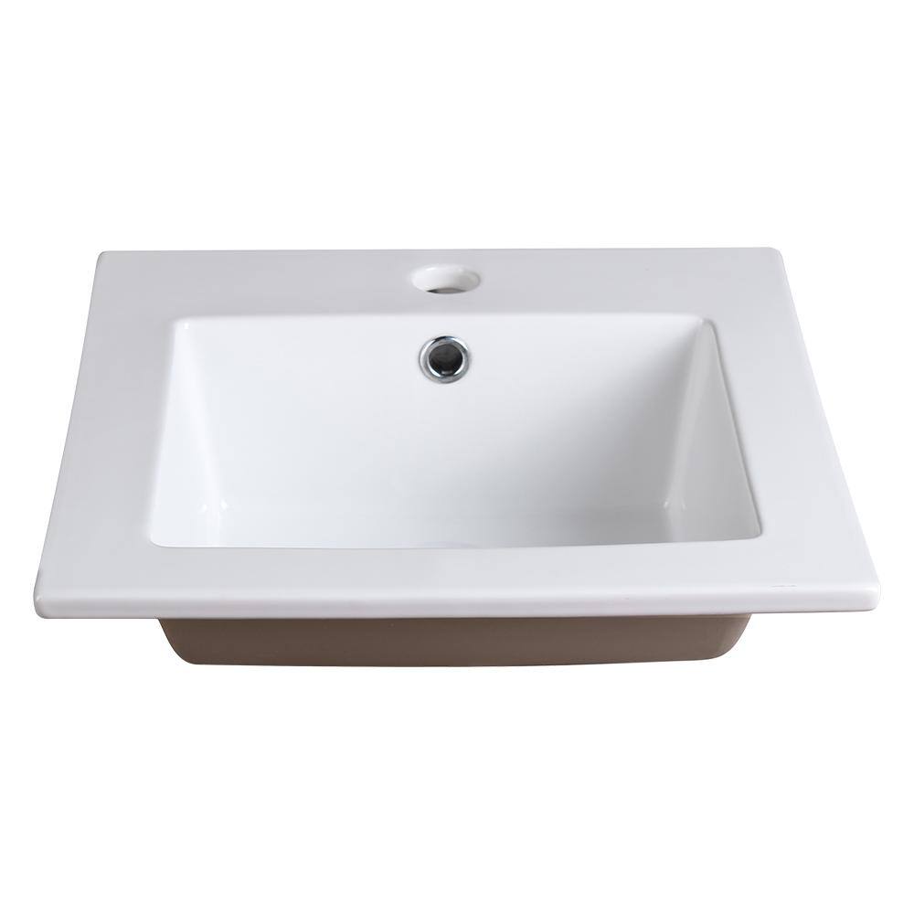 Fresca Allier 16 in. Drop-In Ceramic Bathroom Sink in White with Integrated Bowl FVS8118WH