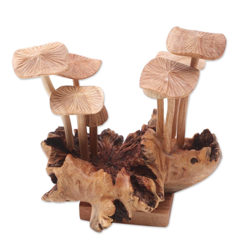 Novica Handmade Mushroom Season Wood Sculpture