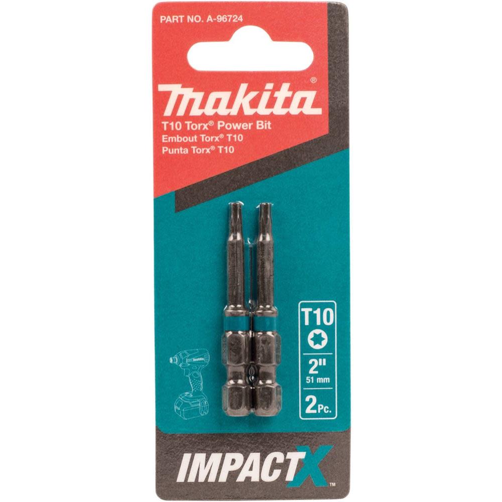 Impact X  T10 Torx  2″ Power Bit， 2/pk