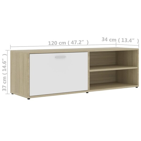 TV Cabinet White and Sonoma Oak 47.2