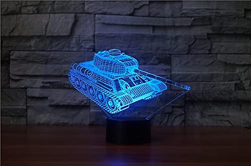 3d Modern Armored Tank Car Night Light Lamp Night Light Touch Table Desk Optical Illusion Lamps 7 Color Changing Lights Home Xmas Birthday Gift