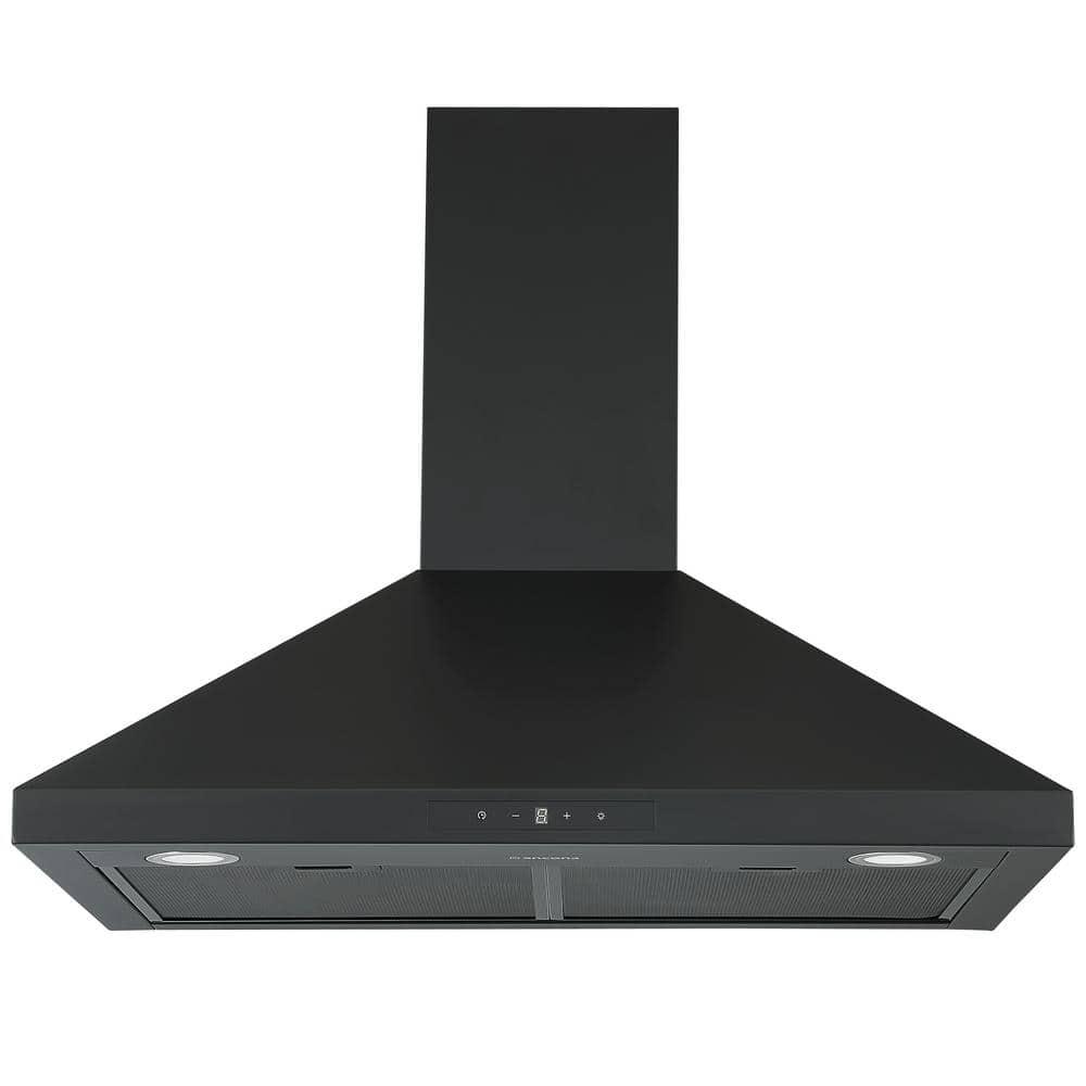 Ancona 30 in 440 CFM Convertible Wall Mount Pyramid Range Hood with LED Lights in Matte Black