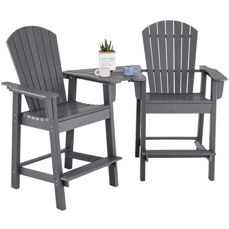 Hivago 2 Pieces HDPE Tall Adirondack Chair with Middle Connecting Tray