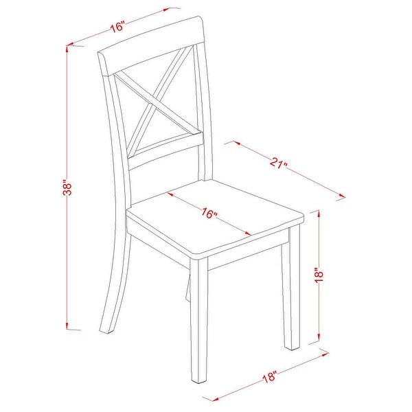 East West Furniture Linen White Finish Boston X- back Chair with Faux Leather Seat (Set of 2) - BOC-WHI-LC