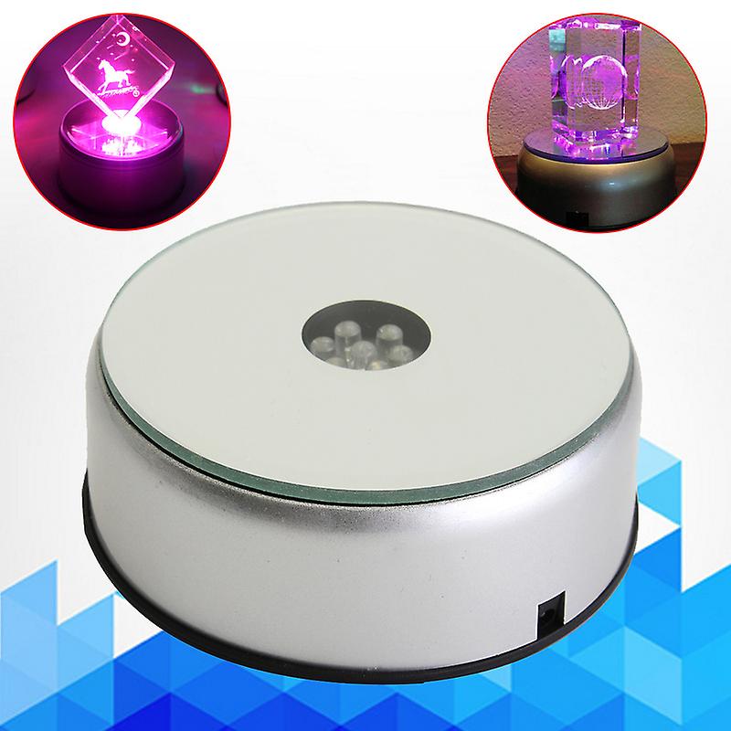 Led Colorful Luminous Base Light Laser Rotating Crystal Display Base Stand Holder With  Us Adapter Glass Transparent Objects