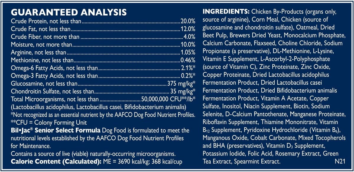 Bil-Jac Senior Select Chicken and Oatmeal Recipe Dry Dog Food