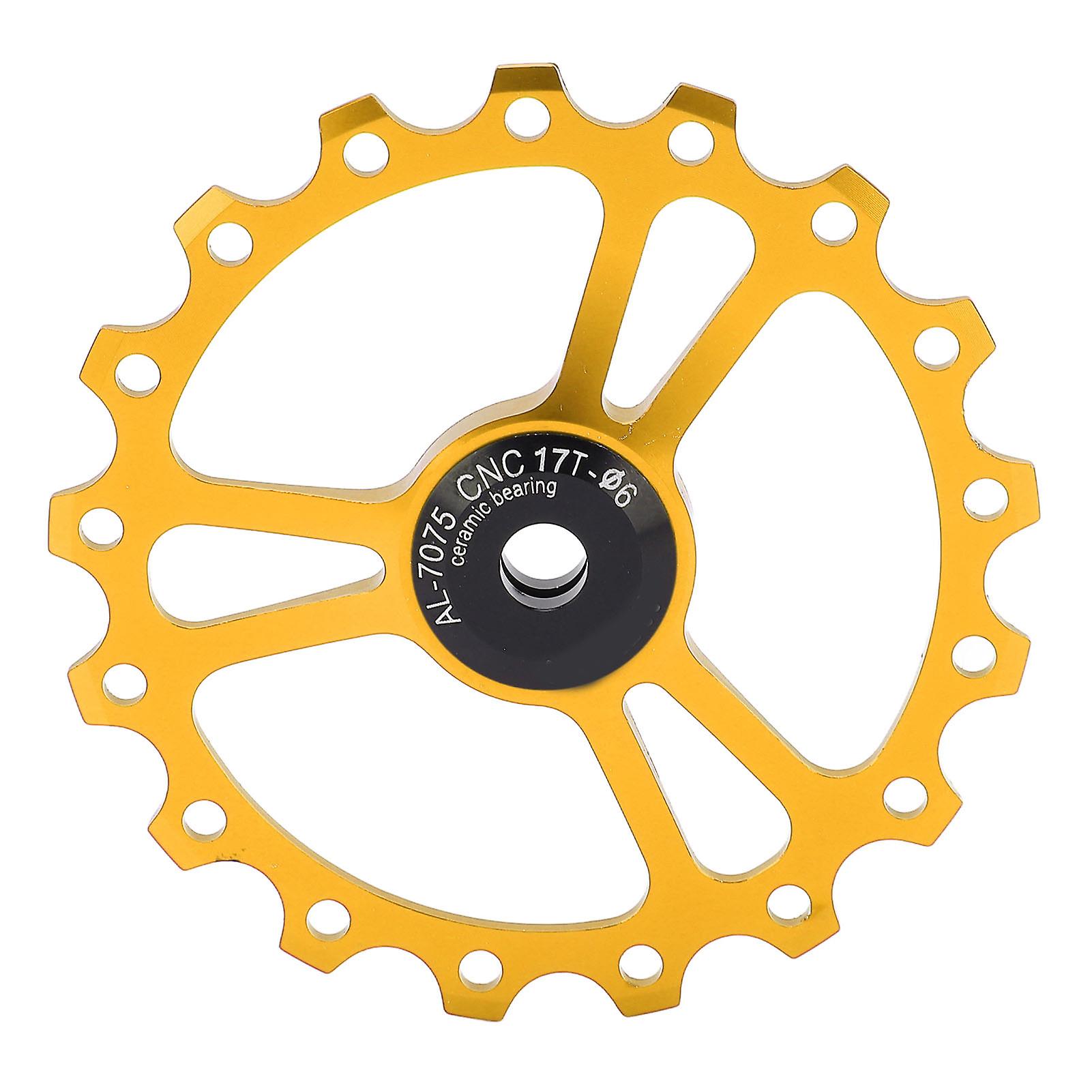 Meijun 17t Ceramic Rear Derailleur Guide Wheel Aluminum Alloy Rear Derailleur Pulley Wheel For Road Mountain Bikegold