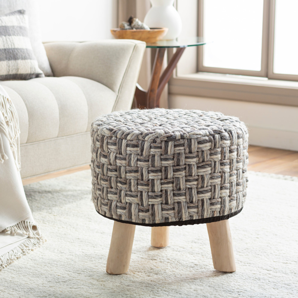 Surya Cordoba CDB 004 Stool  Charcoal/Cream   Scandinavian   Footstools And Ottomans   by Homesquare  Houzz