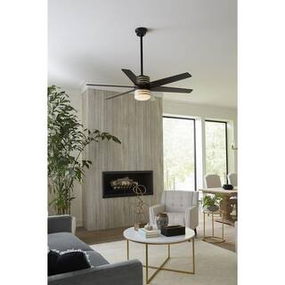 Progress Lighting Carrollwood 56 in. Indoor 6-Blade Matte BlackChestnut LED DC Motor Contemporary Ceiling Fan with Remote Control P250074-31M-30