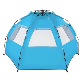 cenadinz Fiberglass Pole Oxford Cloth Quick-Open Free Ride Beach Tent Blue H-D0102HPXLRW