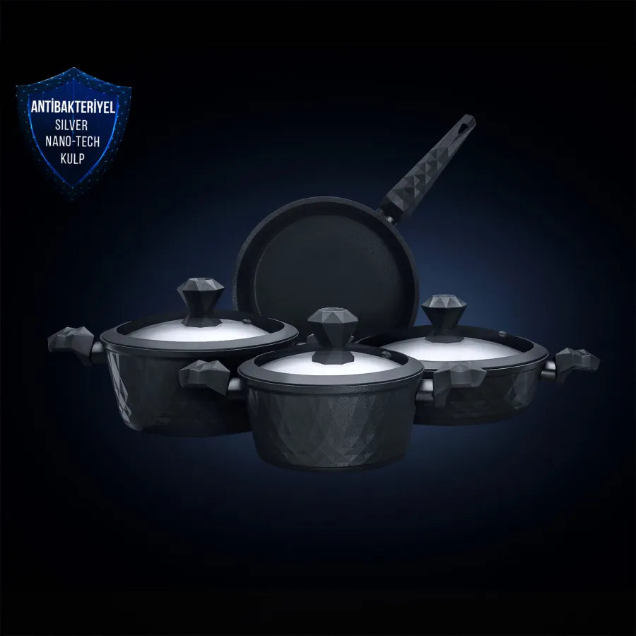 Karaca Bio Diamond Antibacterial 7 Piece Cookware Set With Handle And Induction Base 153.03.08.0429