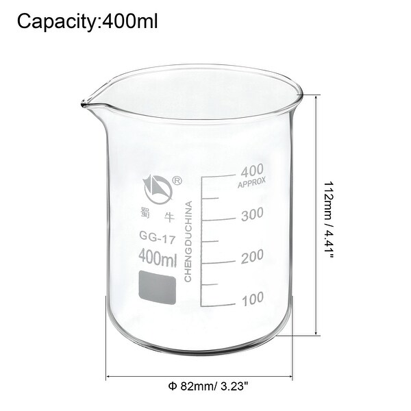 Low Form Glass Beaker， 3.3 Borosilicate Graduated Lab Measuring Cups