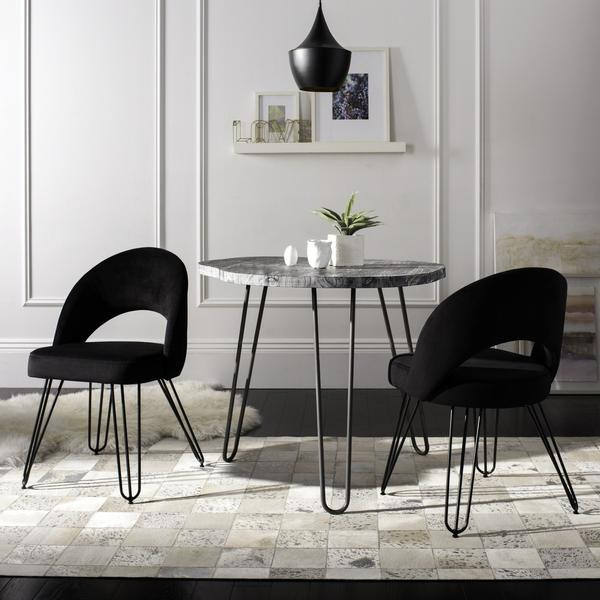 Vinnie Velvet Retro Dining Chair set of 2 Black   Industrial   Dining Chairs   by Love Sofa  Houzz