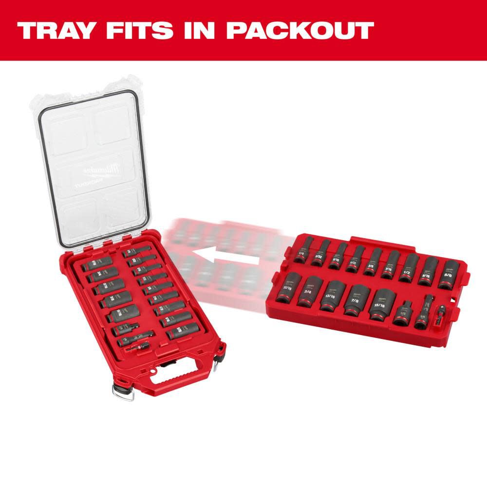 Milwaukee SHOCKWAVE Impact Duty Socket 3/8 Dr 17pc SAE Tray Set 49-66-6815 from Milwaukee