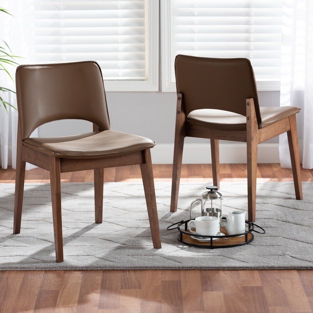 Afton Mid Century Modern 2 Piece Short Back Dining Chair Set