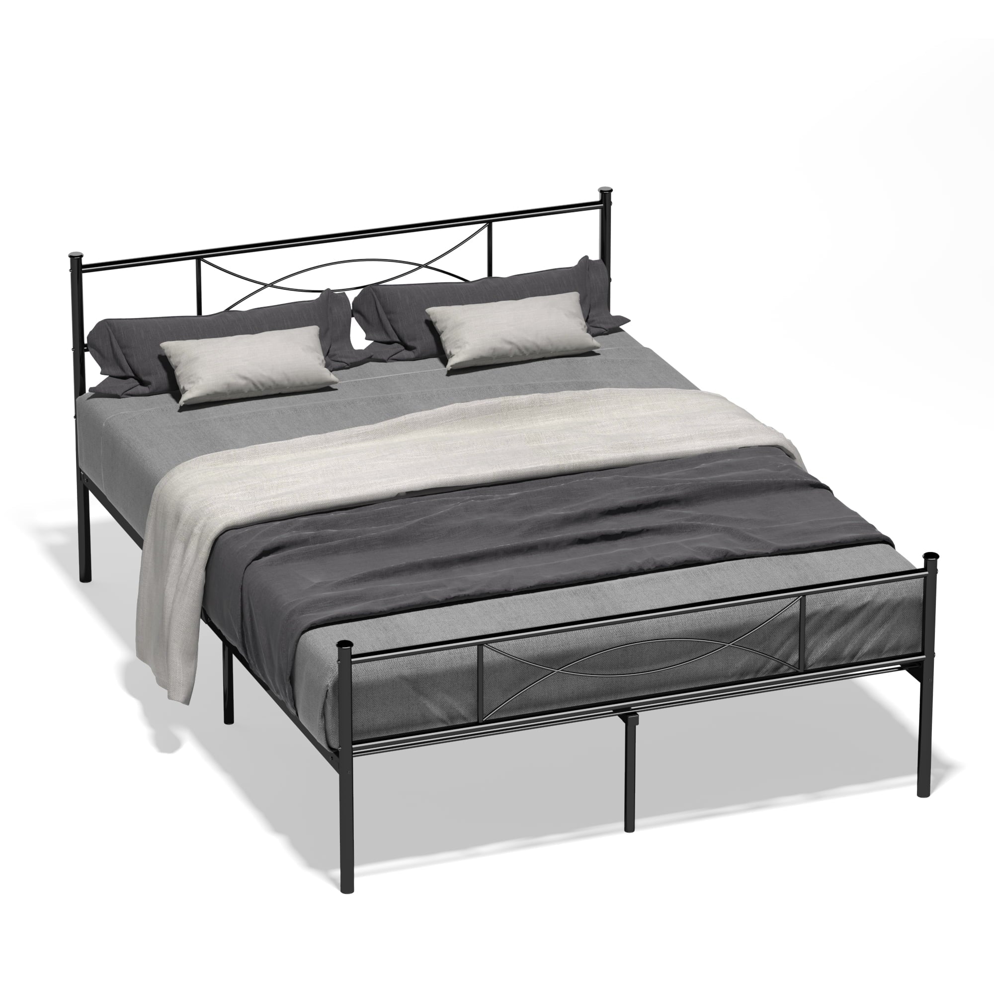 Teraves Metal Platform Bed and Headboard Twin, Full Size