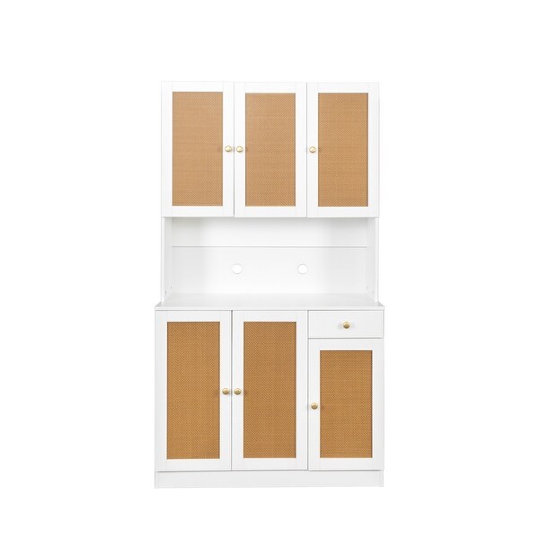 Modern High Wardrobe Cabinet，with 6 Doors，1 Open Shelves and 1 Drawer - - 37310973