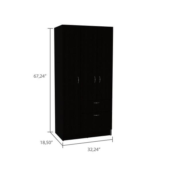 Ramblas 2-Cabinet Bedroom Armoire， with One Drawer and One Hidden Drawer for Shoes - - 33834924