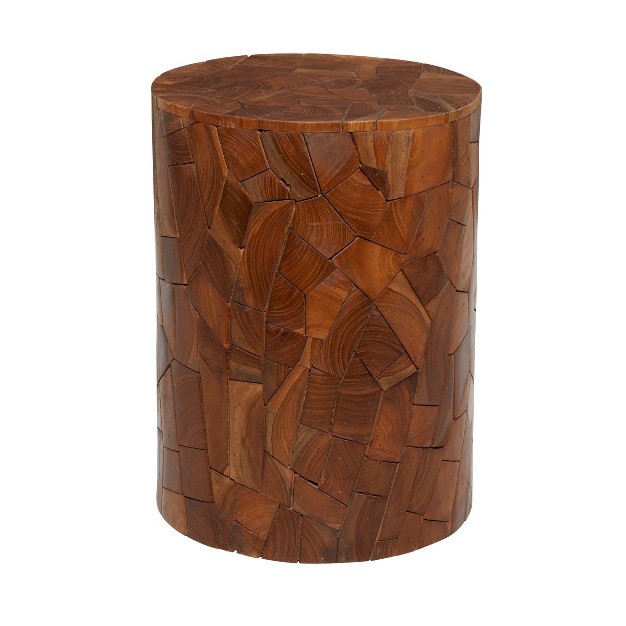 Contemporary Teak Wood Accent Table Dark Brown Olivia amp May