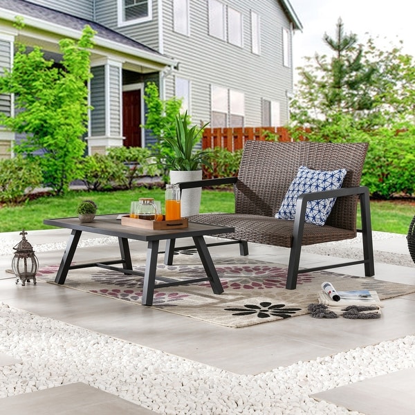 Patio Festival 2Piece Outdoor FastDrying Loveseat Coffee Table Set