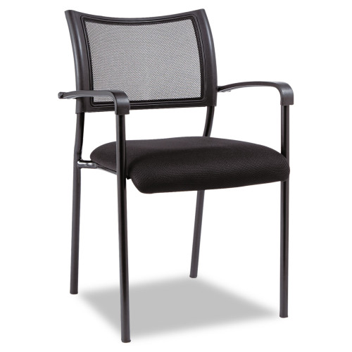 Alera Eikon Series Stacking Mesh Guest Chair， Supports Up to 275 lb， Black， 2/Carton (EK43ME10B)