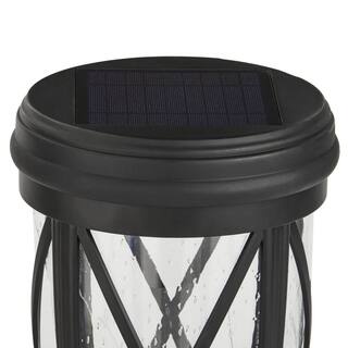 Hampton Bay Ravencrest 120 Lumens Black Solar Post Lantern 46274