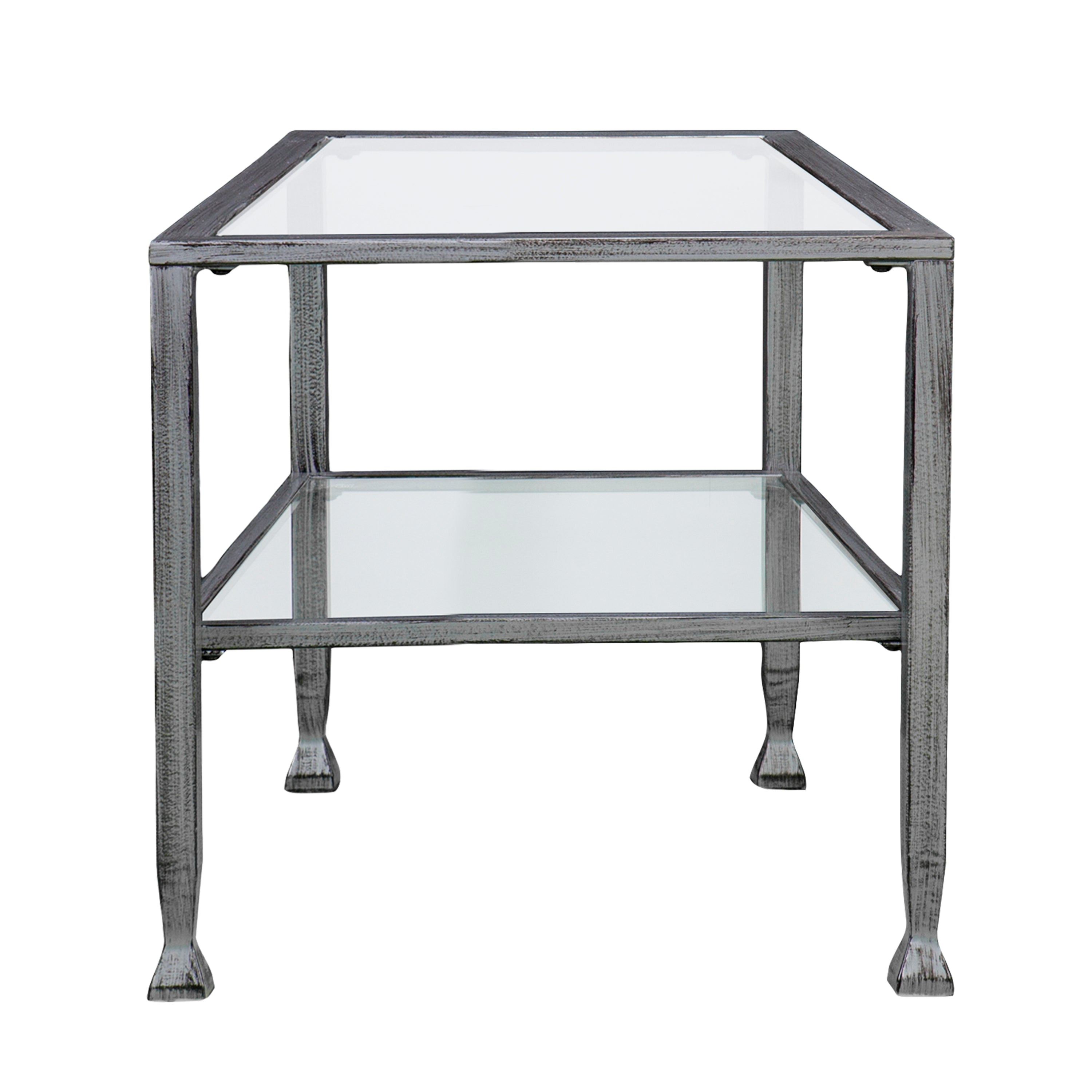 jaymes metalglass rectangular open shelf cocktail table