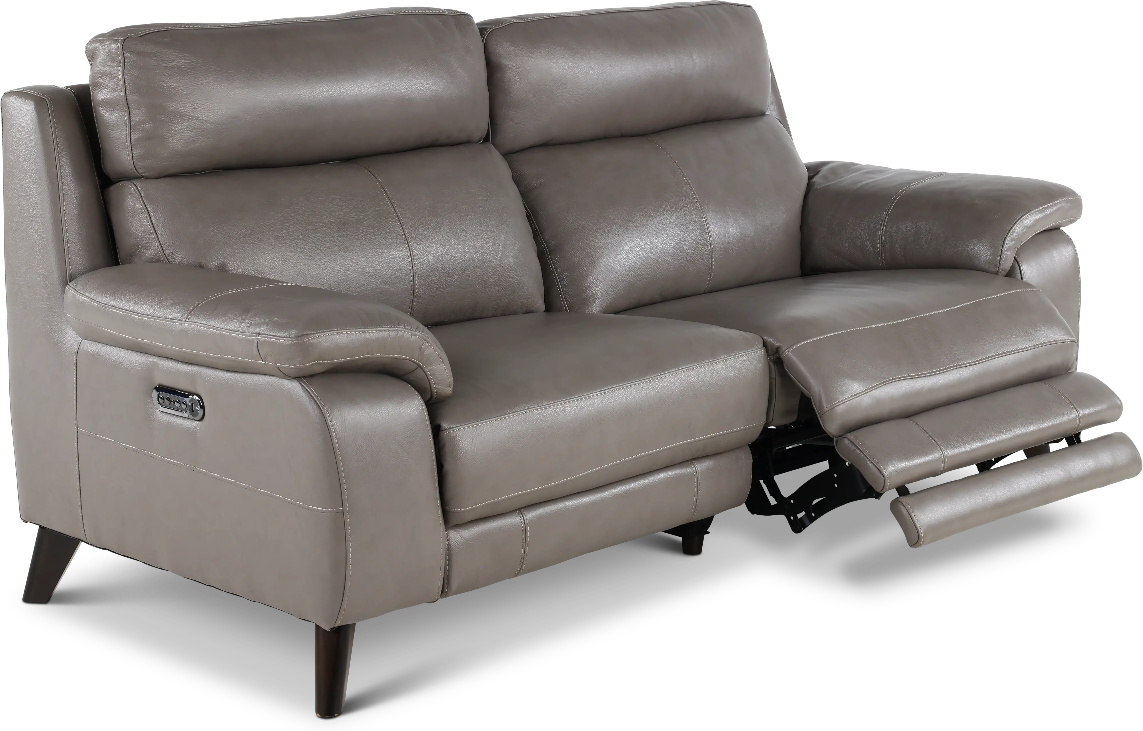 Venice Gray Leather-Match Power Reclining Loveseat