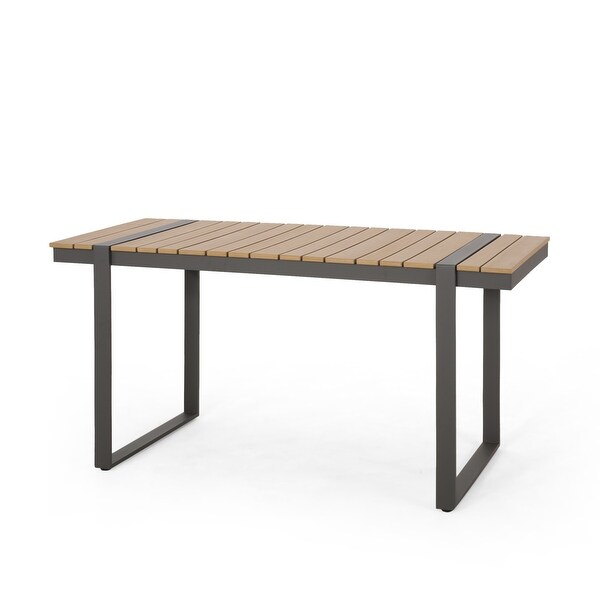 Outdoor Dining Table with Woodlike Tabletop，Lightweight and Stable Aluminum Sled Frame