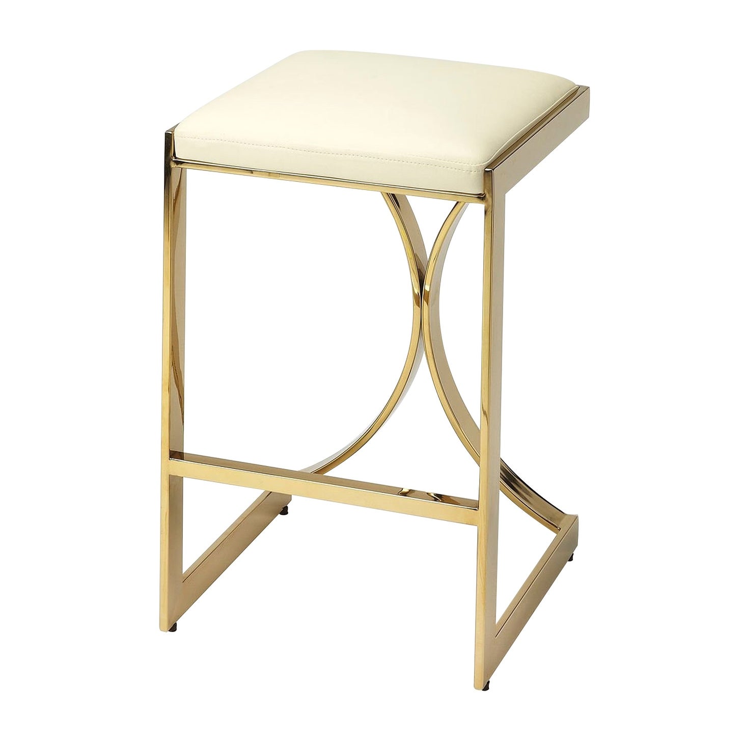 Offex Natalya Backless Counter Stool w/ Plush Faux Leather Seat - Gold - 14