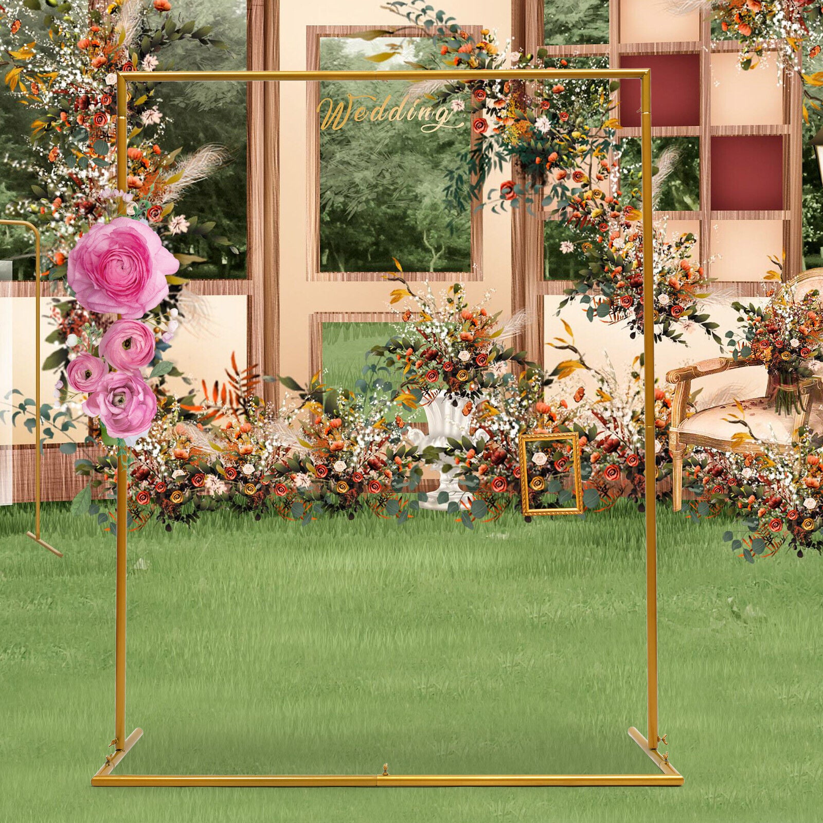 Wedding Arch Backdrop Stand Garden Flower Rack 47.24*13.7*59.05in