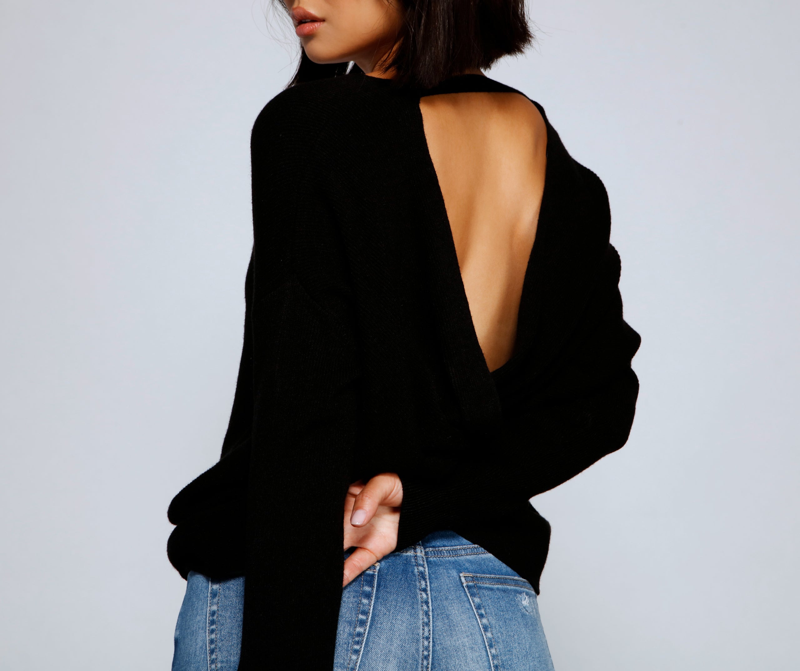 Twist And Stun Knot Back Sweater