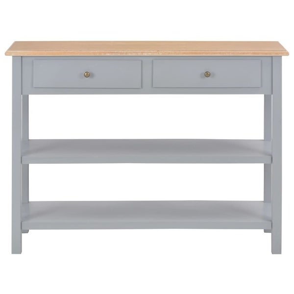 Wooden Storage Cabinet with 2 Drawers and 2 Shelves - Grey