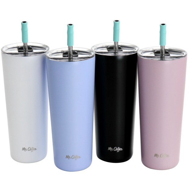 Mr Coffee Java Quest 4 Piece 23 Oz Stainless Steel Tumbler Set With Lids And Straws In Assorted Colors