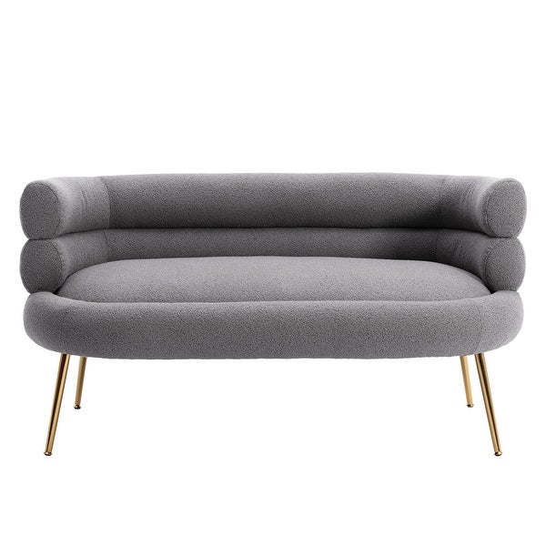 Modern Fabric Accent Chair ， Leisure Sofa with Tufted Back and Golde Metal Legs