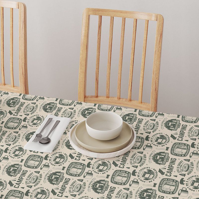 Square Tablecloth， 100% Polyester， 70x70， Camping Adventure