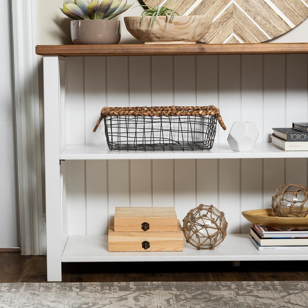 Welwick Designs 30 in. WhiteReclaimed Barn Wood 2-shelf Accent Bookcase HD8294