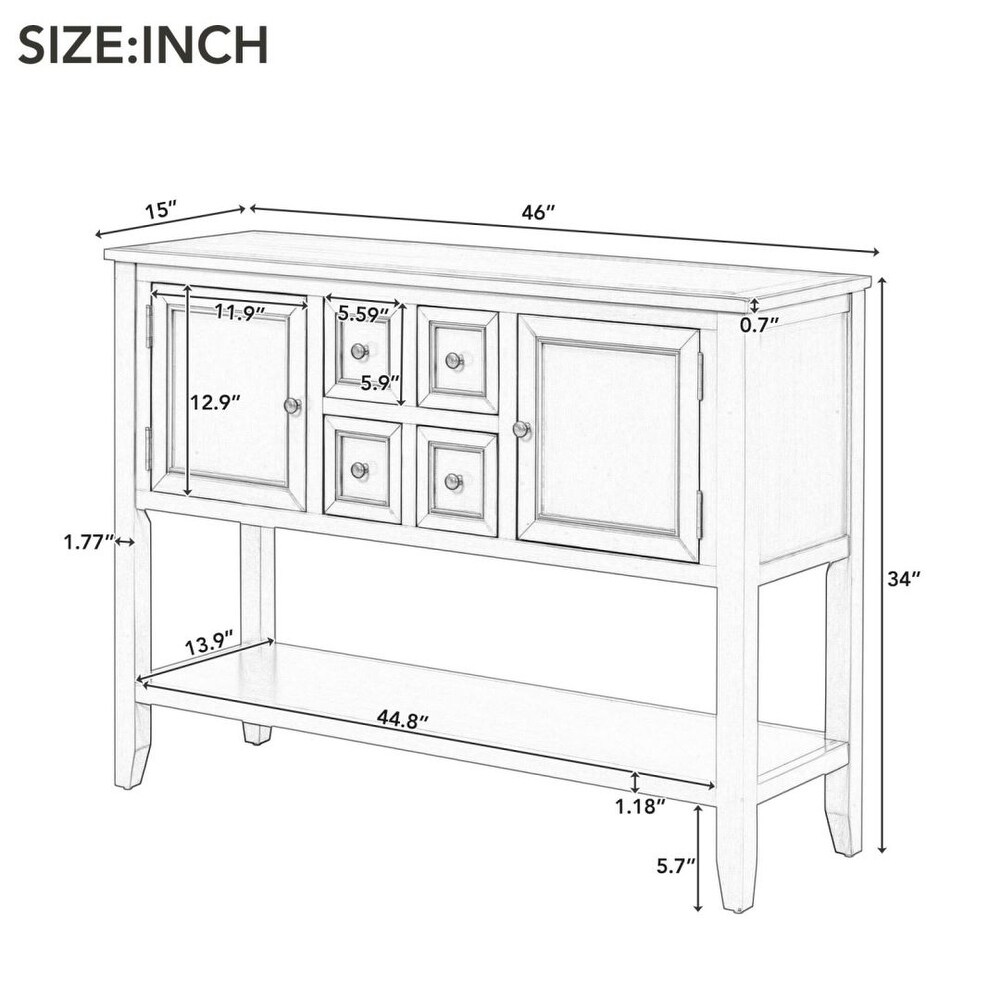 Storage Vintage Console Table with Four Small Drawers and Bottom Shelf