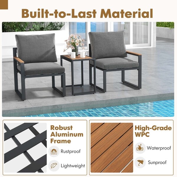 3 PCS Patio Furniture Set Weatherproof Outdoor Conversation Set