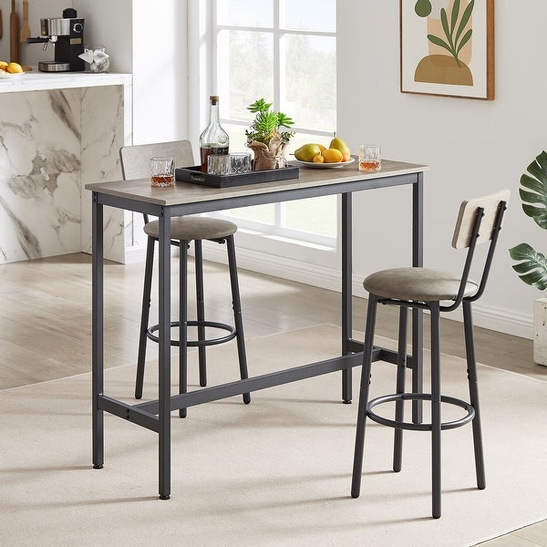 3pcs Industrial Style Bar Table Set with 2 Bar Stools