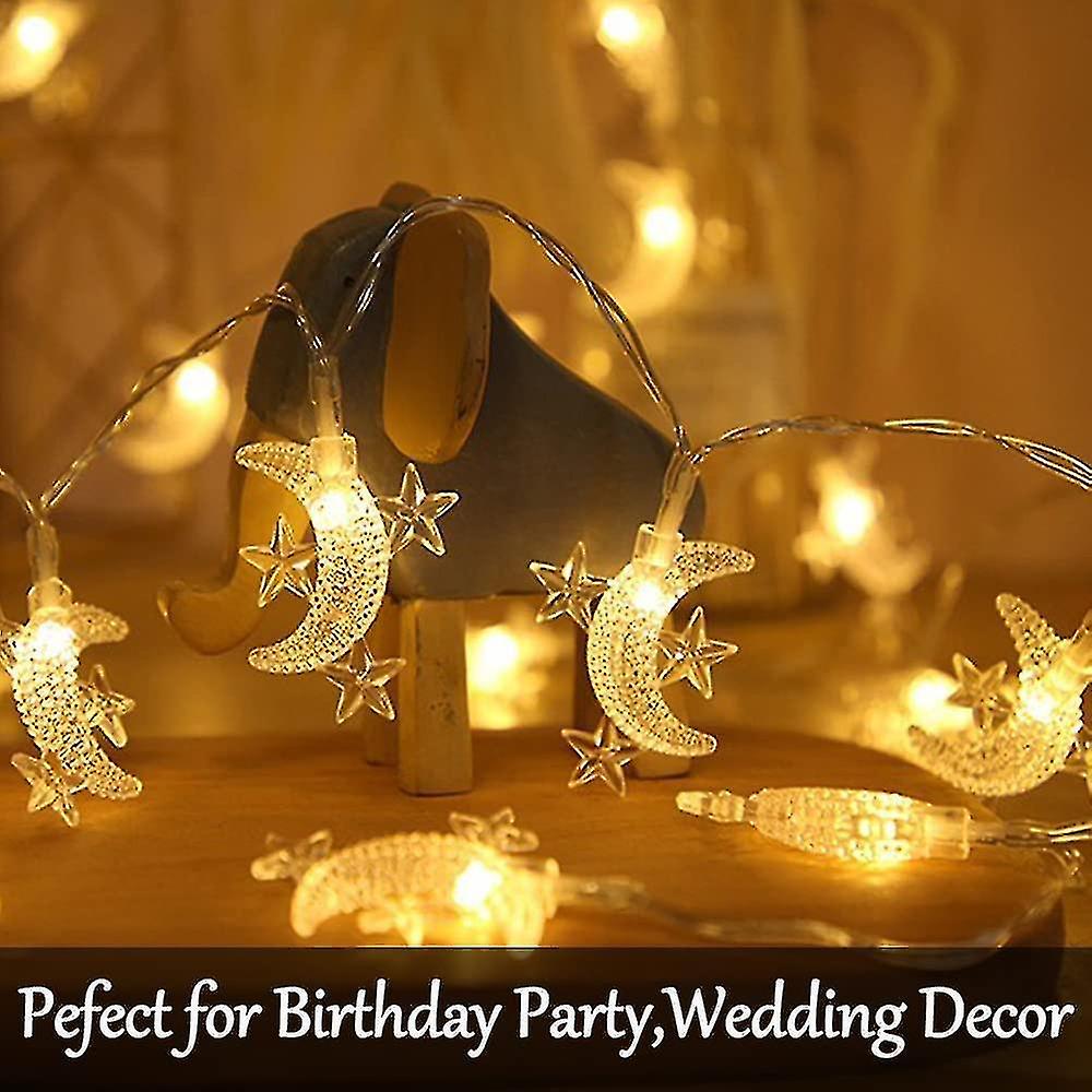 40 Led Moon String Lights Battery Operated 20ft Moon Mini Star Fairy Lights For Patio Garden，wedding